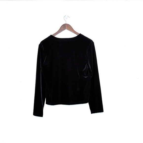 VTG 90s Black Velvet Cardigan | Whimsygoth Goth Festive Holiday Party | Large - Picture 2 of 5